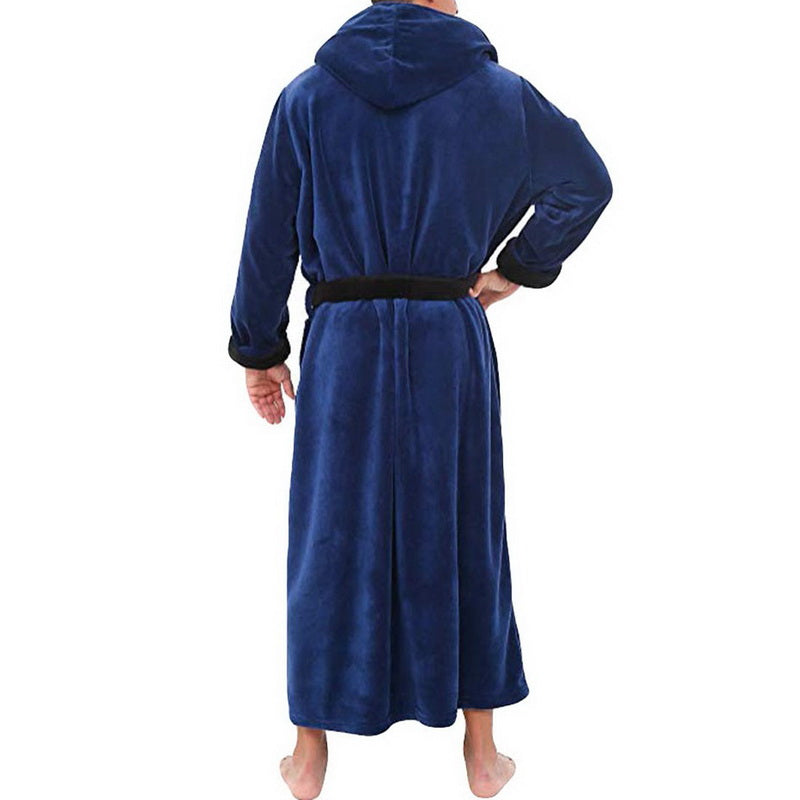 Men's Bath Robe Flannel Hooded Thick Casual Winter
