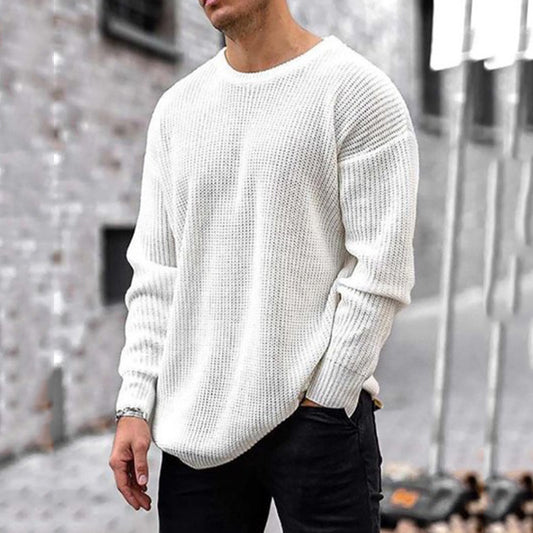 Men's solid colour knitted sweater