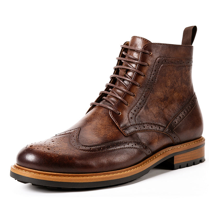 Men's Casual Leather Round Toe Boots